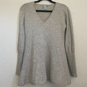 RXB 100% Cashmere Gray V-Neck Pullover Long Sleeve Sweater Size Medium